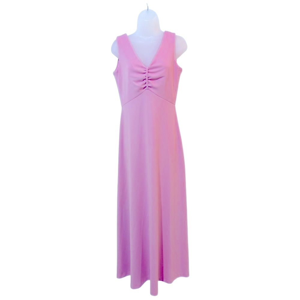 Vintage SEARS 70’s Bubblegum Pink Sleeveless Maxi Dress Fits M